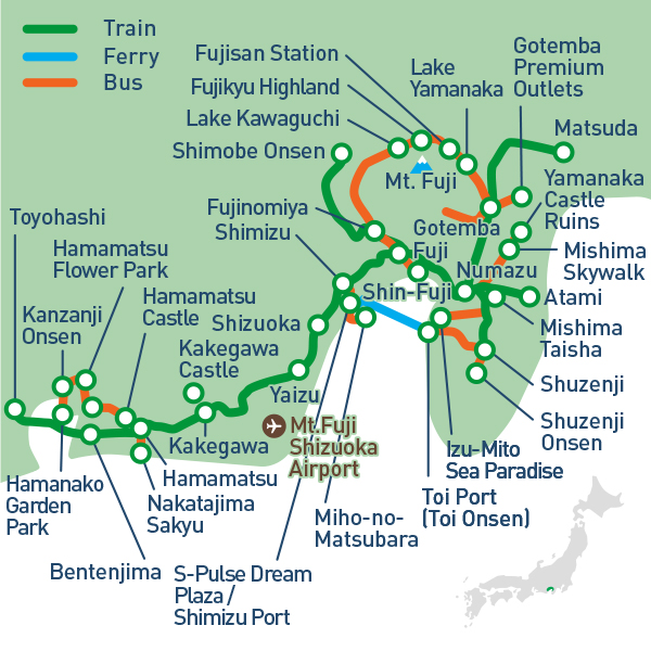 Passe turístico mini para a área de Monte Fuji-Shizuoka